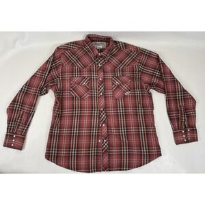 Wrangler Wrancher Pearl Snap Shirt Men's XL Plaid Long Sleeve